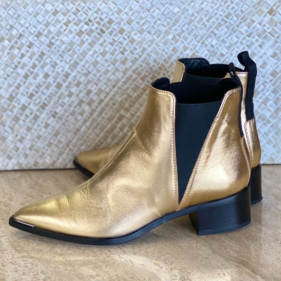 ACNE STUDIO JENSEN METALLIC LEATHER ANKLE BOOTS - Picture 6 of 9
